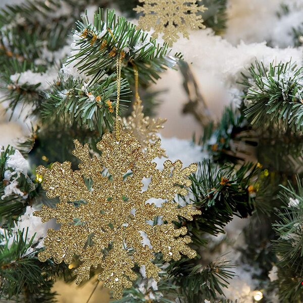 Winter Wonder Lane Red & Silver Glitter Snowflake Mini Ornaments, 8-Pack