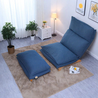 Modern Multifunctional Dark Blue Sofa, Metal Frame Recliner For Home