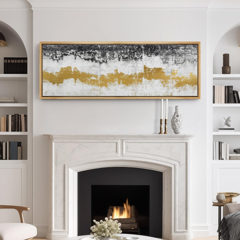 «Grunge Abstract Paint Stroke Effect», reproduction d'art moderne et abstraite encadrée sur toile, H 20 po x l 60 po, Naturel