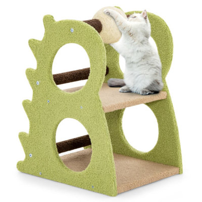 2-Tier Modern Cat Tree For Indoor Cats With Rotatable Sisal Scratching Ball