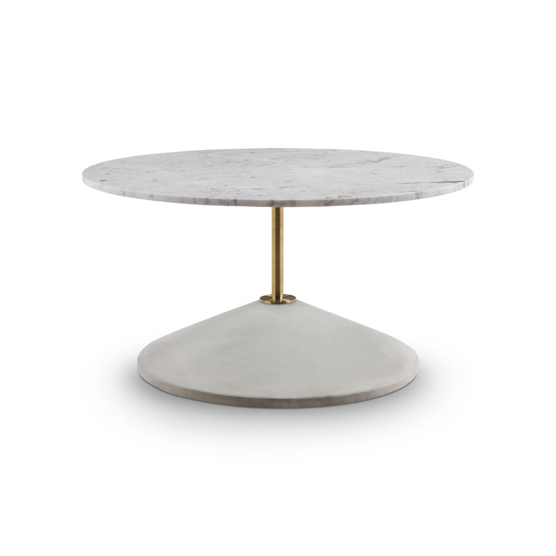 Nihar Pedestal Coffee Table, Grey/Brass