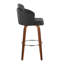 Tabouret de bar à hauteur fixe en bois de noyer et similicuir noir avec repose-pieds rond chromé - ensemble de 2-380747983