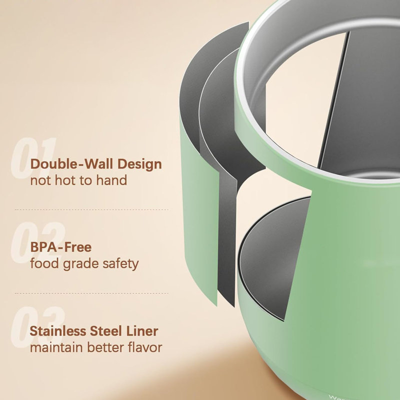Tasse à café chauffée intelligente DIDADI Faster Direct, tasse à café auto-chauffante 16 oz-contact chauffant jusqu'à 149 ° F, ensemble de chauffe-café avec arrêt automatique - vert sauge