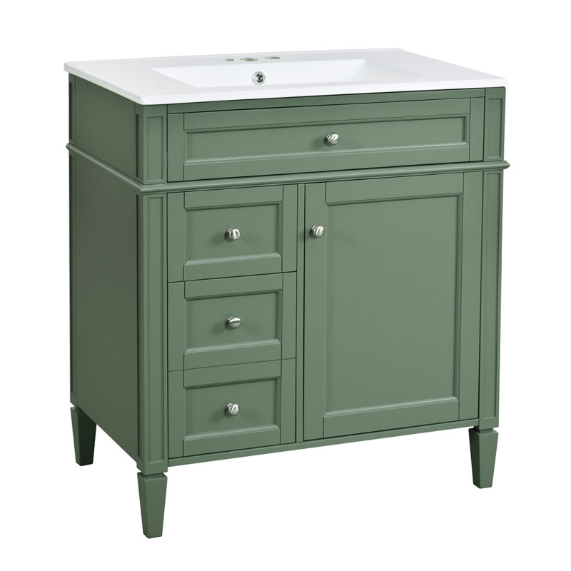 Meuble-lavabo de 30 po avec lavabo supérieur, Vert