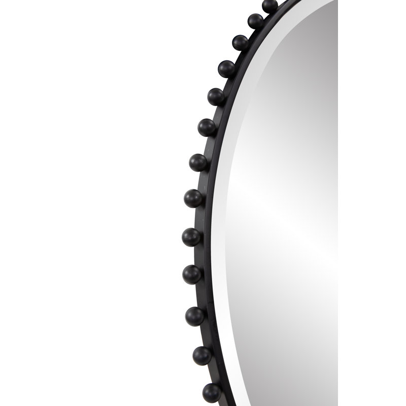 Gurnoor Metal Round Mirror, Matte Black