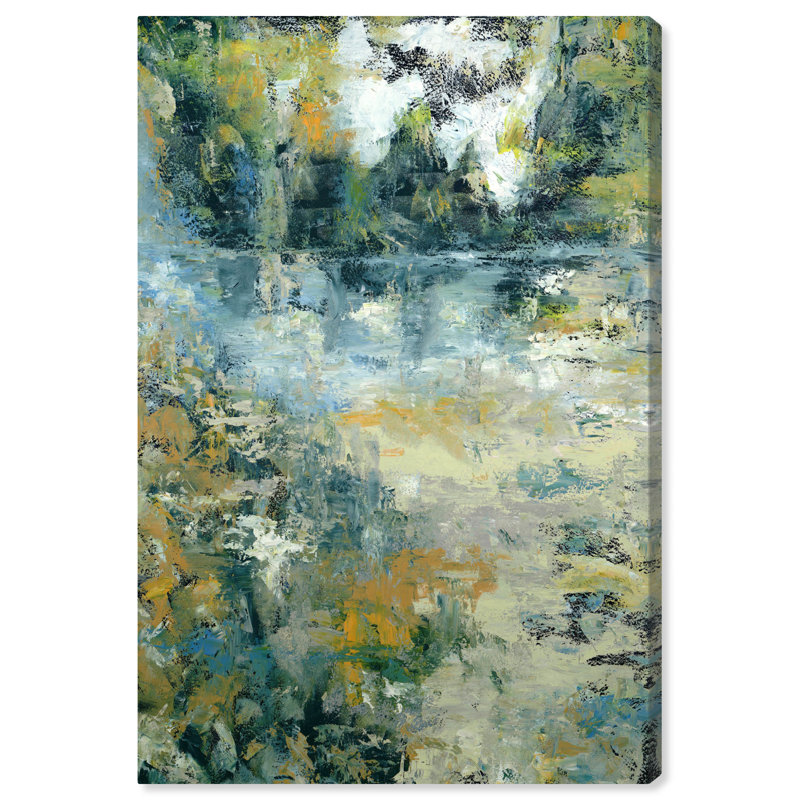 «Green Moss Monet Garden», art mural abstrait vert par Art Remedy, Toile tendue, H 45 po x l 30 po