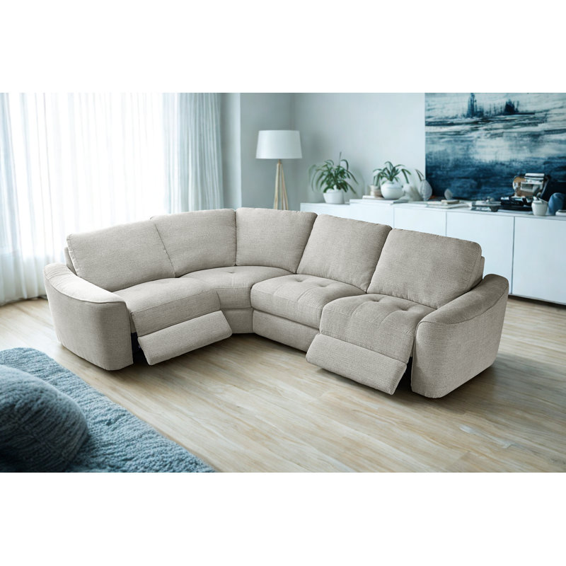 Canapé modulaire inclinable électrique 4 pièces avec rangement Devil, Gris brun