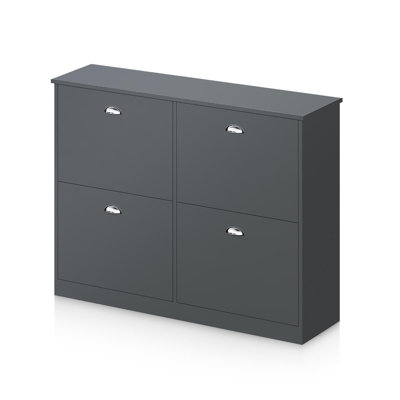 Shoe Cabinet,Hidden Slim Narrow Shoe Rack Cabinet with 4 Drawers for Entryway, Foyer,Hallway,Bedroom,Original Wood Color, (GRAY)
