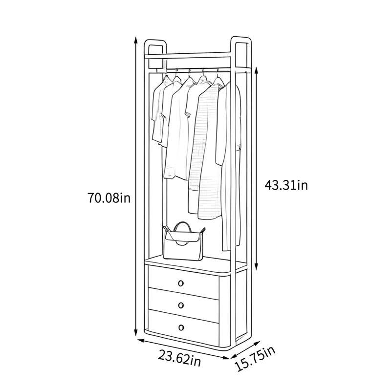Large - Capacity Coat Rack with Drawers