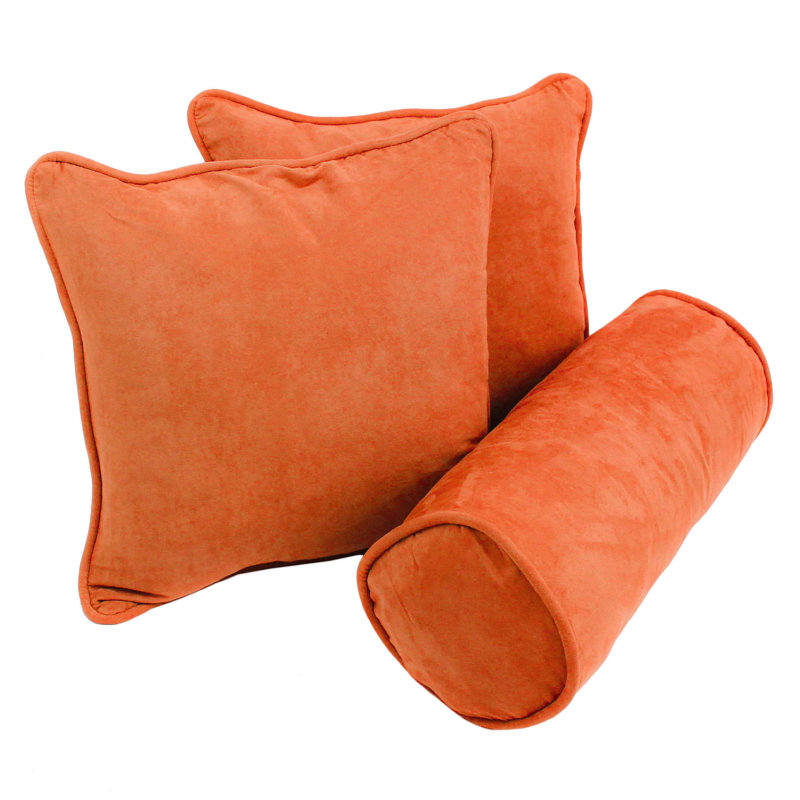  Indoor/Outdoor Throw and Bolster Pillow Set, Tangerine Dream