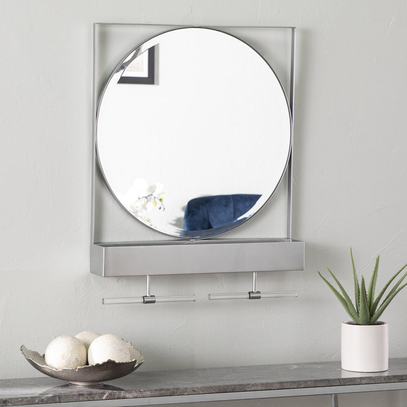 Miroir d'appoint mural en métal argenté