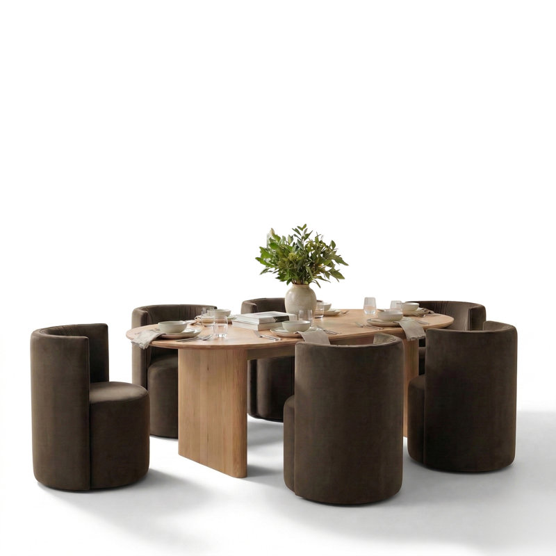 Chaises de salle à manger rembourrées en velours avec roulettes, Chocolat / Brun