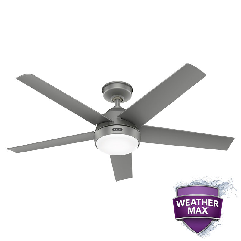 Skyflow 52" 5-Blade Standard WeatherMax Indoor/Outdoor Ceiling Fan with Lights and Wall Control, Silver