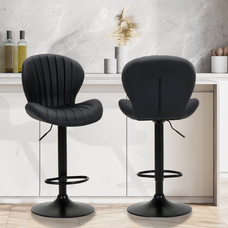 Tabouret de bar pivotant à 360 ° - Hauteur réglable avec structure en métal robuste, Noir