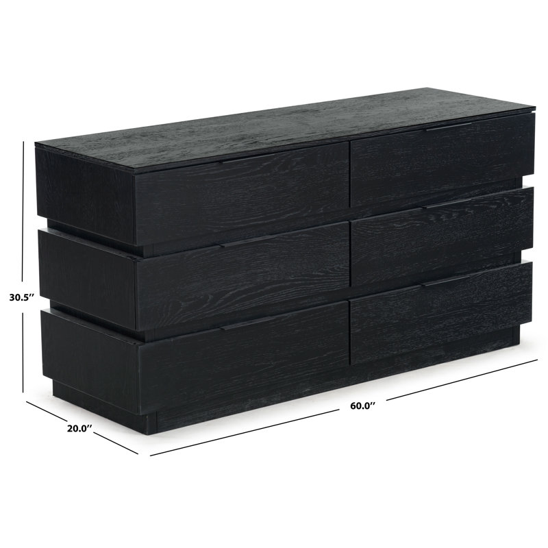 Titus 6 Drawer Stacked Dresser, Black