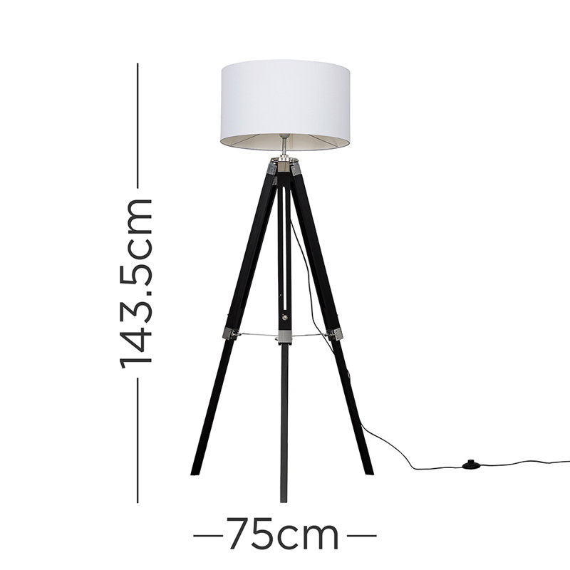 Simmonds 143.5cm Matt Tripod Floor Lamp, White, No