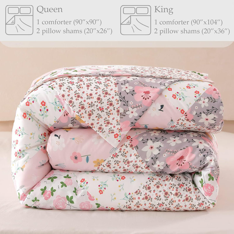 Soft Reversible Pink Comforter Set