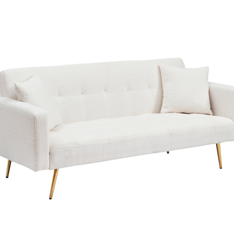 Canapé-lit 71,7 po en molleton beige, Blanc