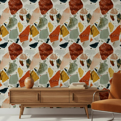 Papier peint blanc Terrazzo