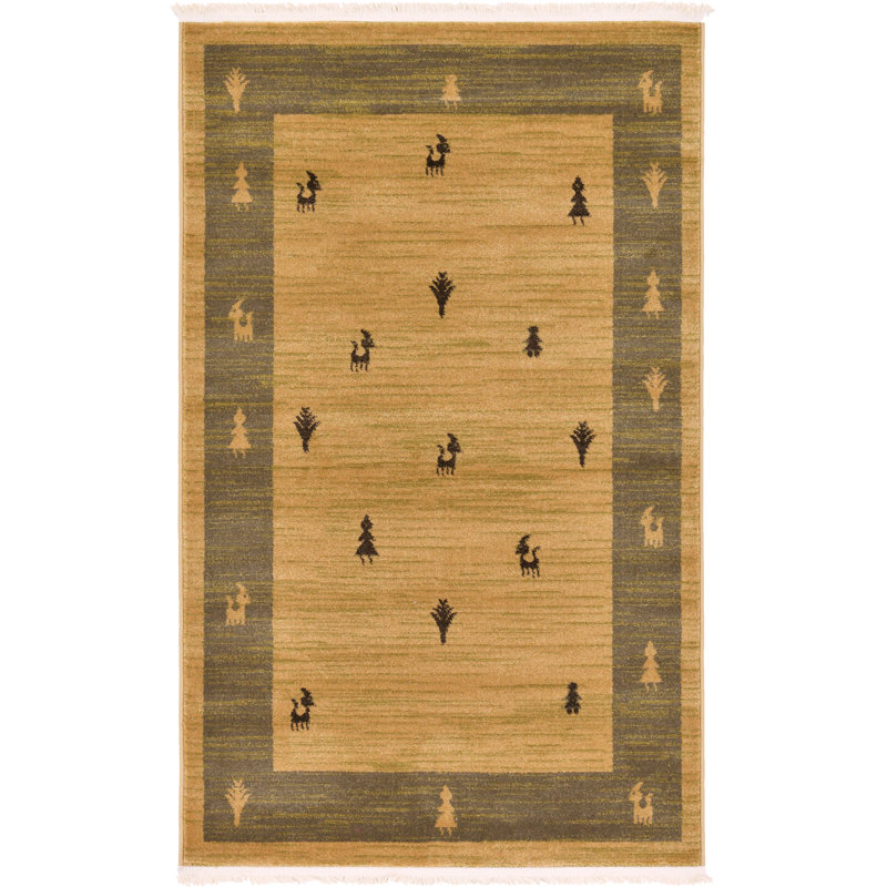 Tapis brun clair à motif abstrait Abrigail, Rectangle 3 pi 3 po x 5 pi 3 po