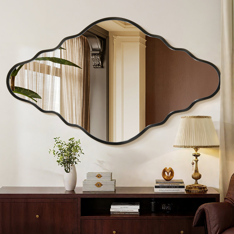 Aluminium Diamond Mirror, Black, 90 cm H x 50 cm W