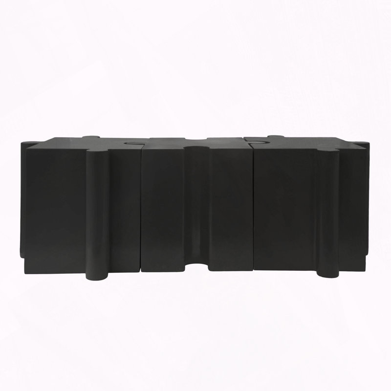 3-Piece Modular Interlocking MGO Puzzle Table Set, Black