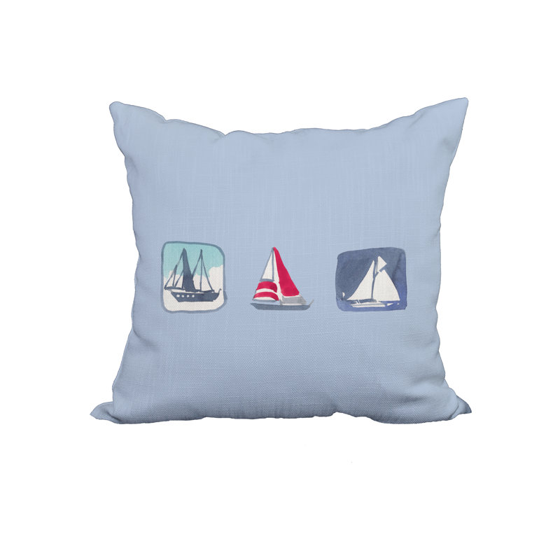 Housse et insert d'oreiller 100% coton Boat Square, 18 po x 18 po, Bleu