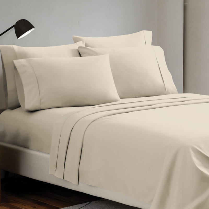 Ensemble de draps 4 pièces Paarizaat 8000 Series, Cream, Ensemble de draps pour taille de lit double avec t