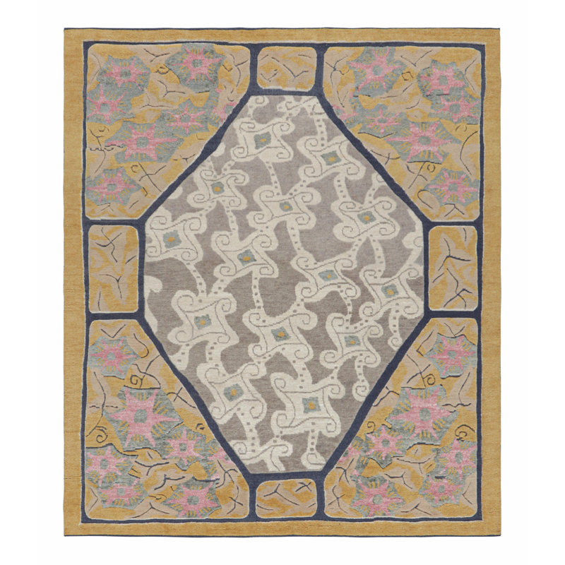 Art Deco Hand Knotted Wool Geometric Area Rug, Rectangle 12' x 15'