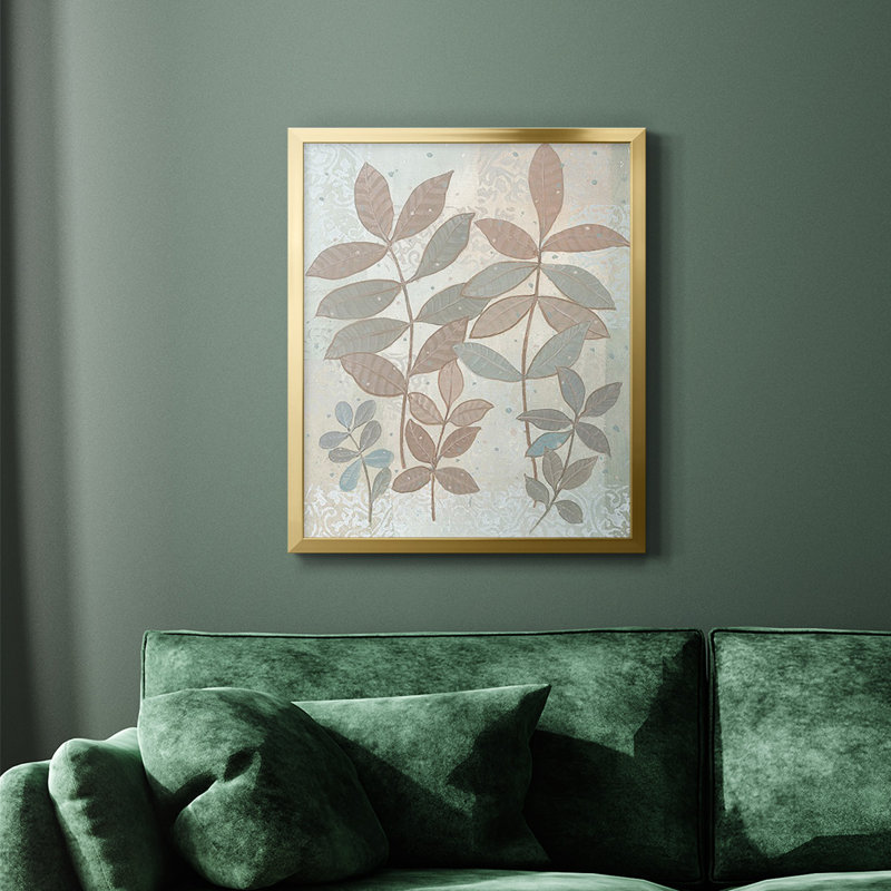 Toile encadrée de qualité supérieure Leaf Cluster II - prête à être accrochée, Or, H 24 po x l 20 po