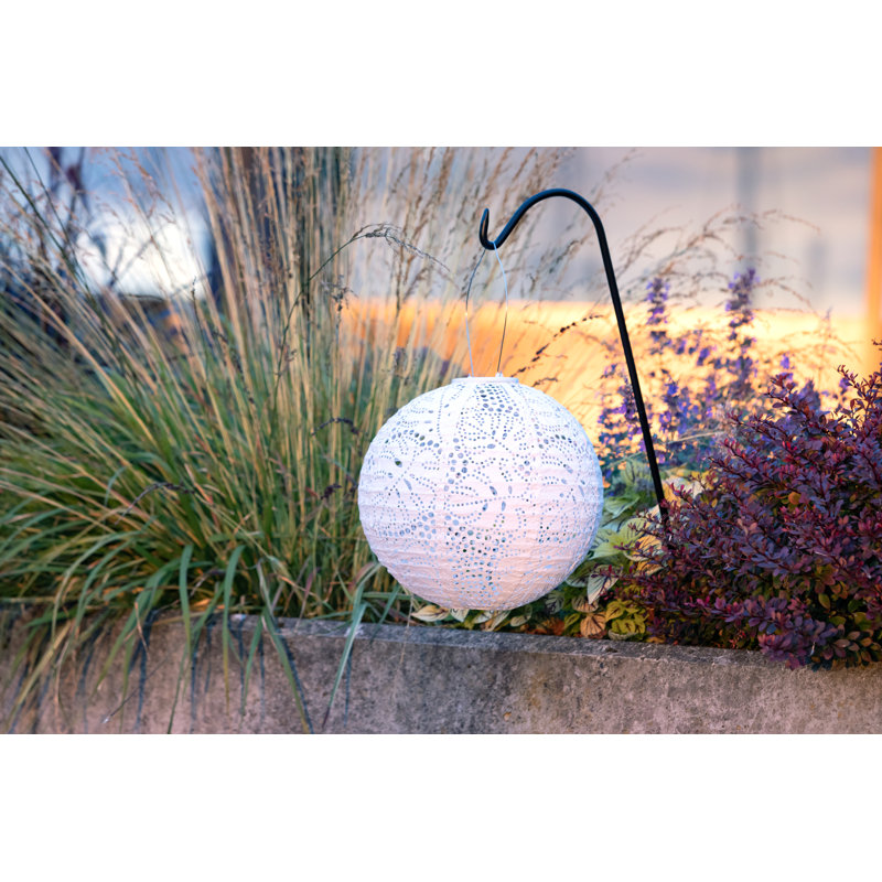 Stella Monstera 12" Globe Solar Lantern - Marigold, White