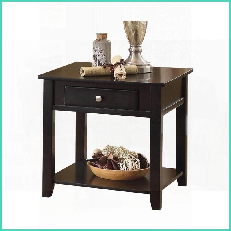 Table basse noire avec grain de bois naturel - tablette inférieure peu encombrante Assemblage facile pour le salon