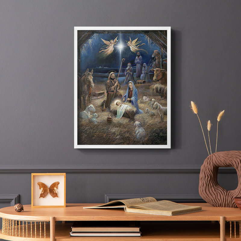 «Silent Night», reproduction encadrée - bois massif, H 10 po x l 8 po, Blanc