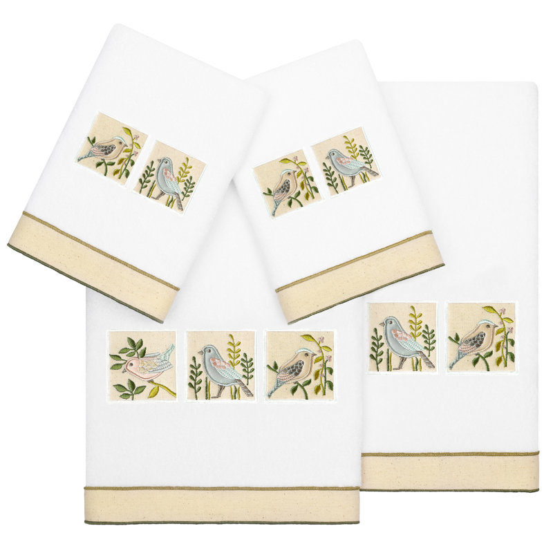 Ensemble de serviettes 4 pièces en coton turc, Blanc