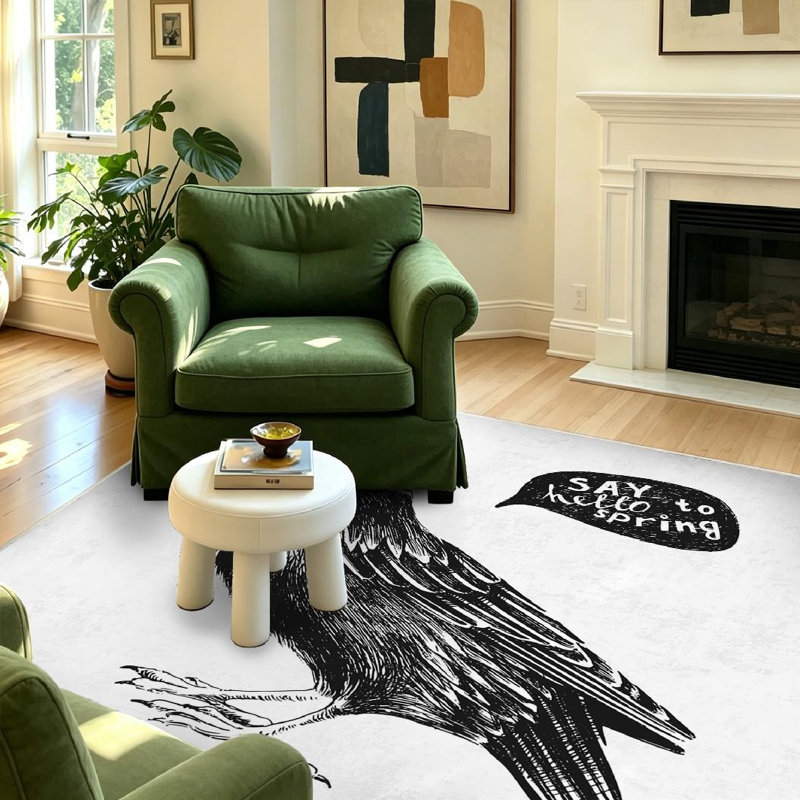 Tapis d'angle d'intérieur blanc, lavable à la machine et décoré pour Noël, Rectangle 39 po x 63 po