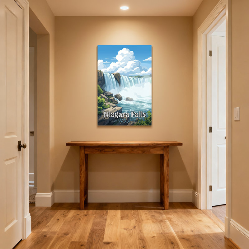 «Scenic & Cityscapes Niagara Falls Waterfall Landscape», reproduction d'art, H 16 po x l 24 po, Toile tendue sur cadre