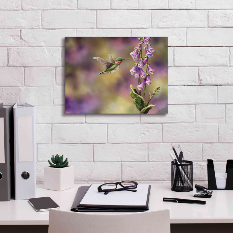 «Spring Hummingbird» par Sarah Davis, art mural sur toile, H 16 po x l 12 po