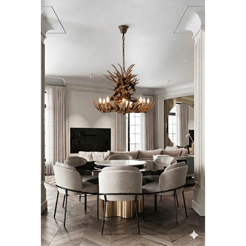 Whitson 9 - Light Brown Antler Chandelier