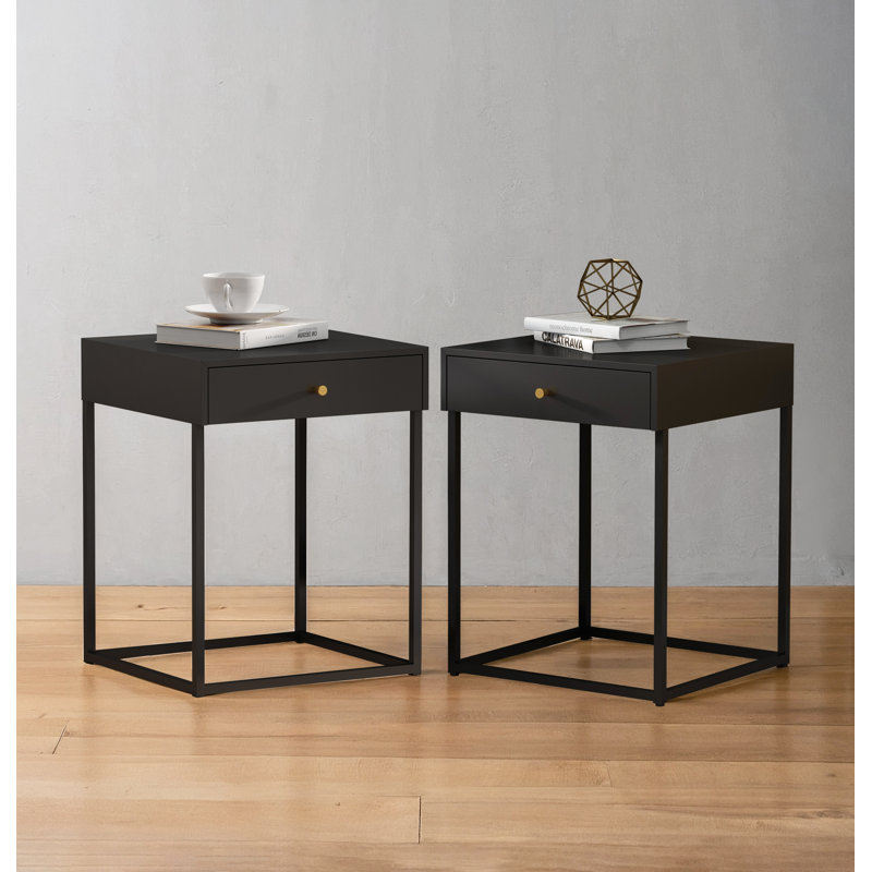 53cm W Steel Bedside Table