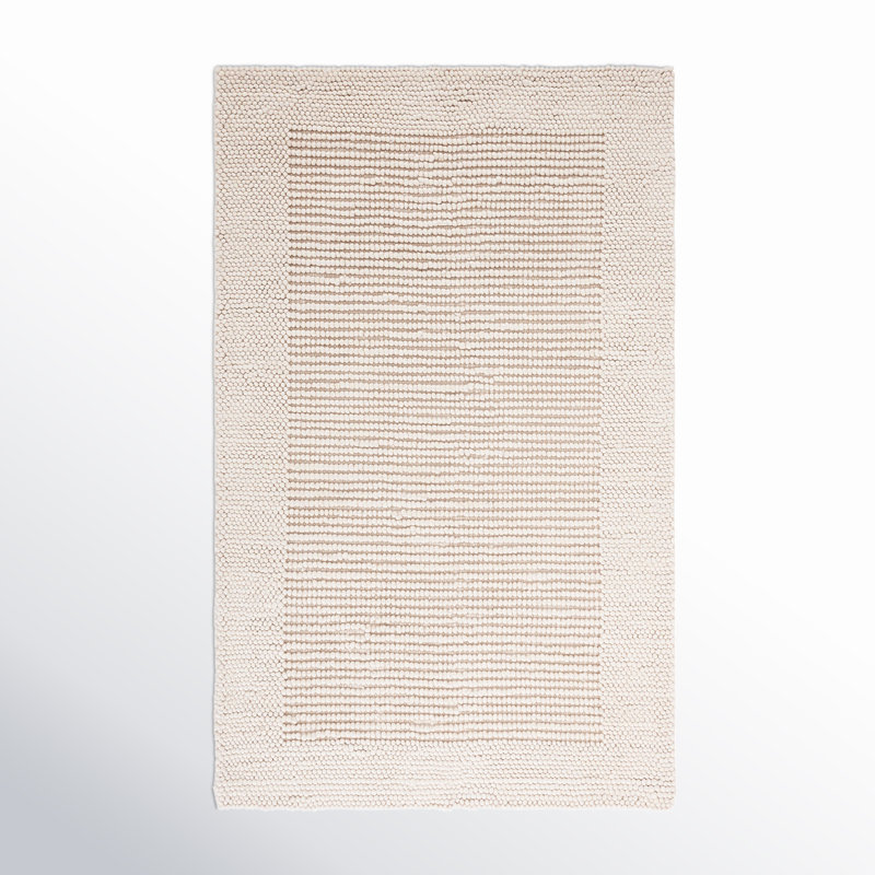 Tapis en laine / coton tissé à la main Burdick en ivoire / beige, Rectangle de 5 pi x 8 pi