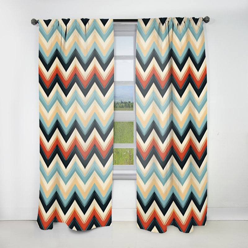 Motif à chevrons rétro I Revival - rideau à chevrons - 1 panneau, L 52 po x L 120 po