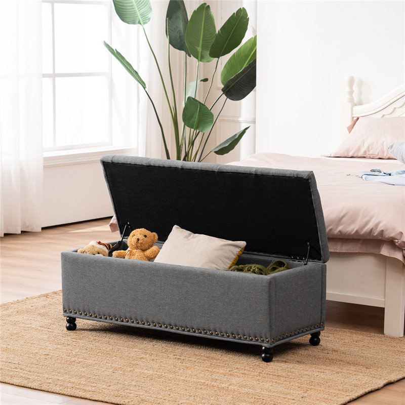 Banc de rangement rembourré Amol, gris