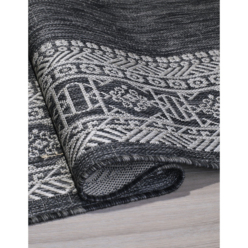 Tapis intérieur / extérieur rectangulaire en polypropylène tissé à la machine Carlymay, Rectangle 3 pi 11 po x 5 pi 6 po