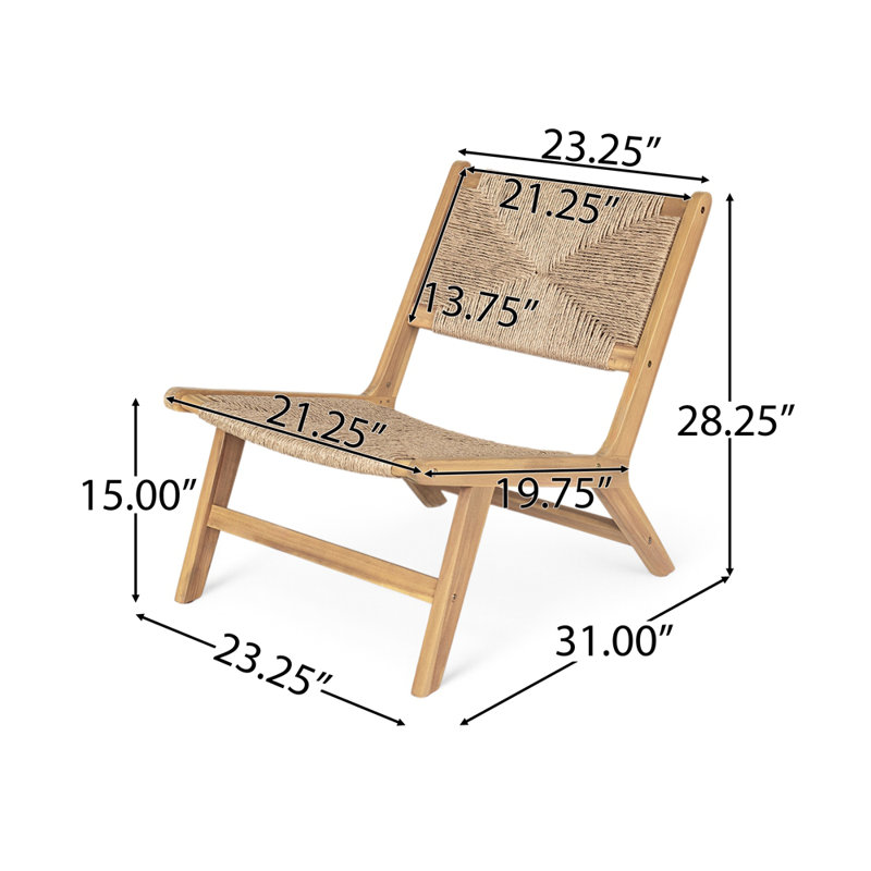 Chaise longue sans accoudoirs en bois d'acacia, Teck clair