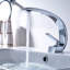 Lavabo pour salle de bain à un trou avec poignée et robinet en céramique robinet moderne à finition nickel-121628383