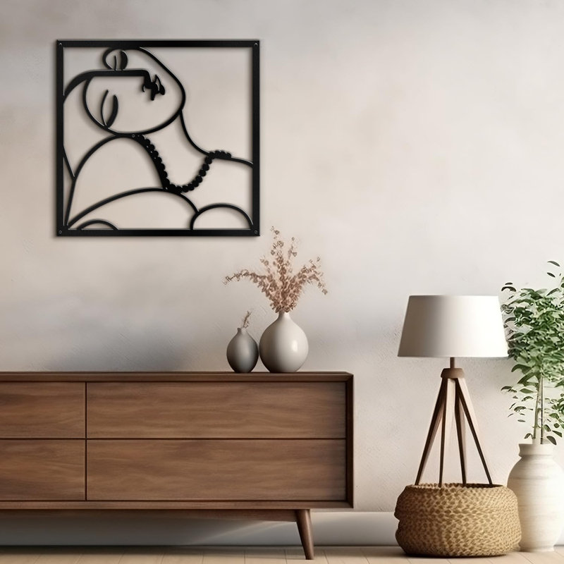 Décoration murale en métal, H 36 po x l 36 po x P 0,05 po, Noir