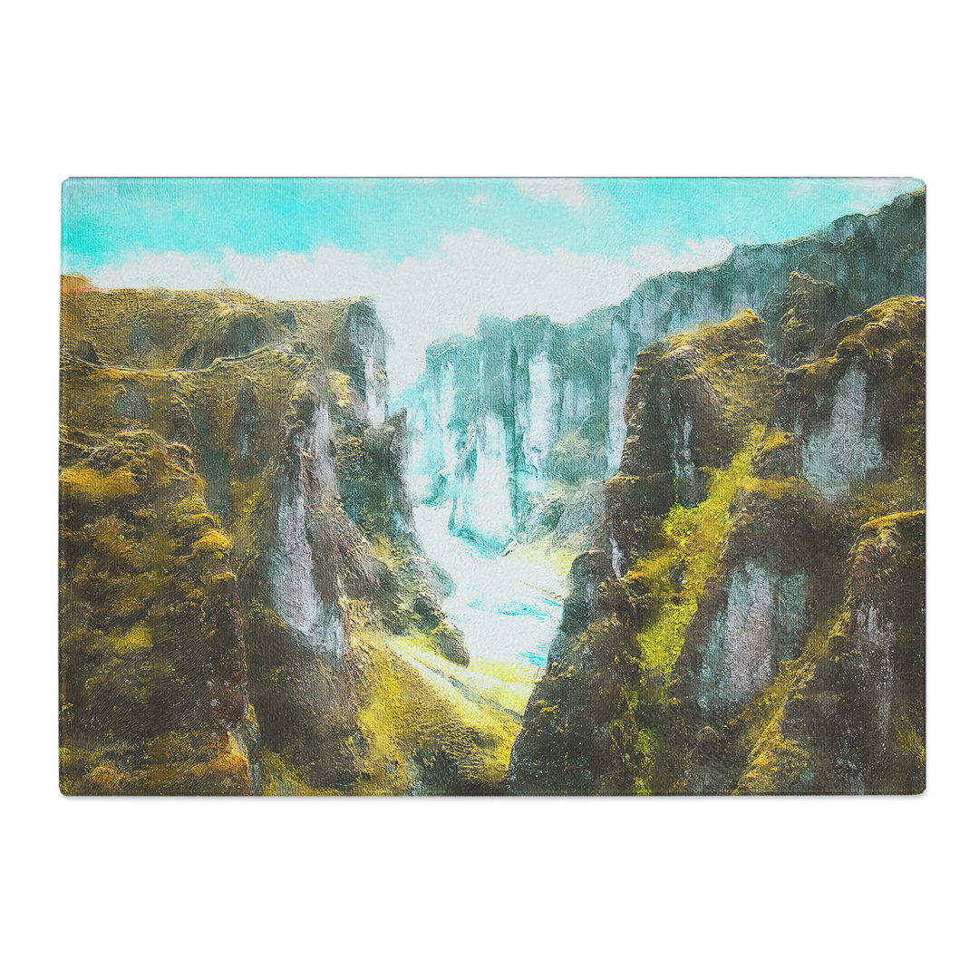 Ravine Between Mountains in Iceland Painting Chopping Board