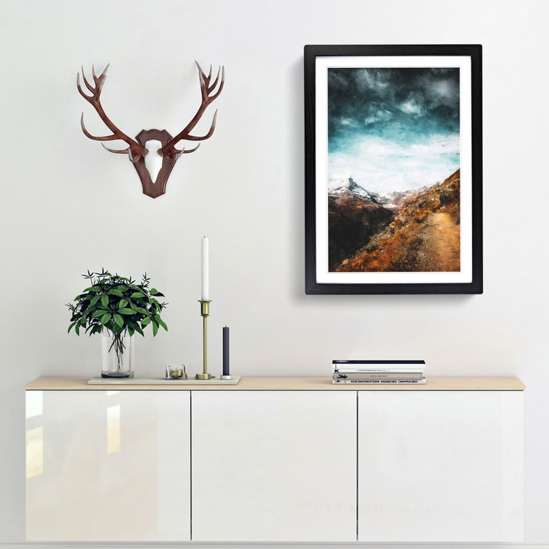 Matterhorn Mountain Switzerland Abstract - Picture Frame Painting Print, 87cm H x 62cm W x 2cm D, Black Framed