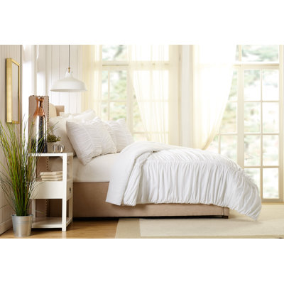 Emily Ruched Solid Textured Comforter Set