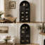 Une armoire de rangement arquée haute avec une lampe, une armoire de rangement en bois-1894251418
